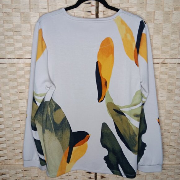 Two Chico's Tops Tropical Long 3/4 Sleeve Pima Cotton Modal Blends 12 - Picture 3 of 13